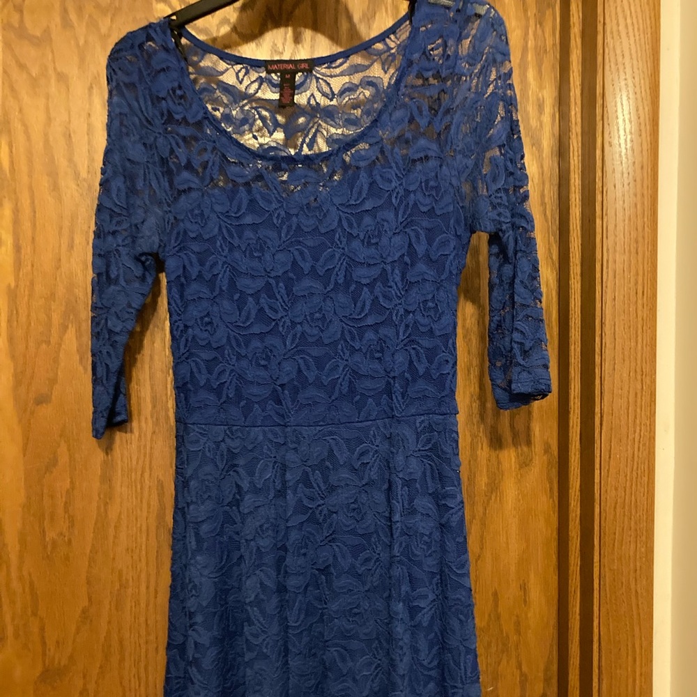 Material Girl Cobalt blue lace overlay dress. Size M.